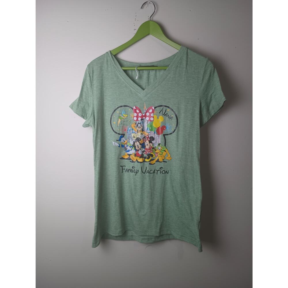 Disney Family Vacation T-Shirt Minnie Mickey Nana Graphic Tee‎ Green Size M